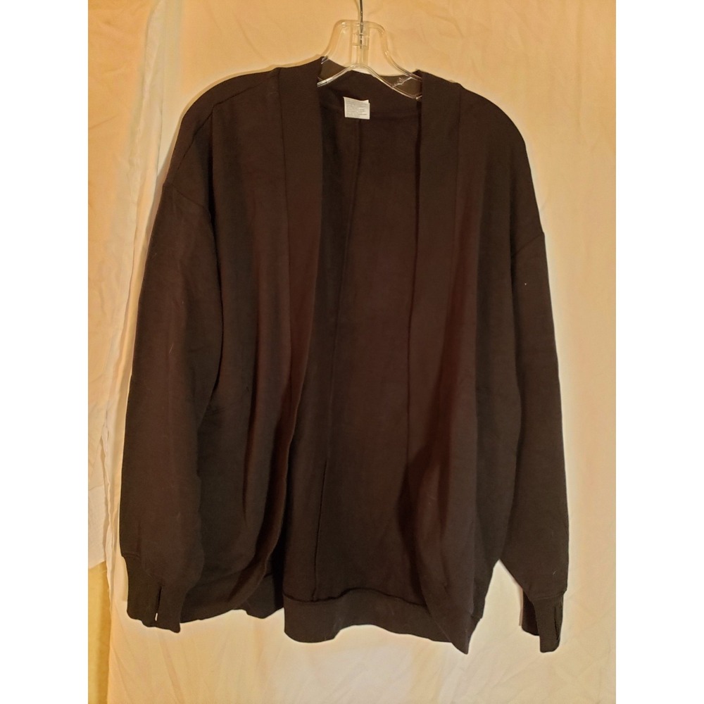 Women's All In Motion Black Sweatshirt Like Cardigan Size S